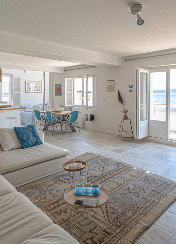 Peinture Côte d’Azur – rénovation du salon à Antibes (Appartement Cap d’Azur)