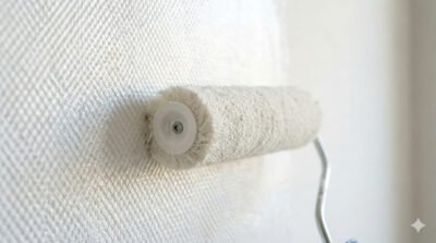 pplication de peinture professionnelle au rouleau sur un mur en toile de verre - Rénovation Peinture Côte d'Azur